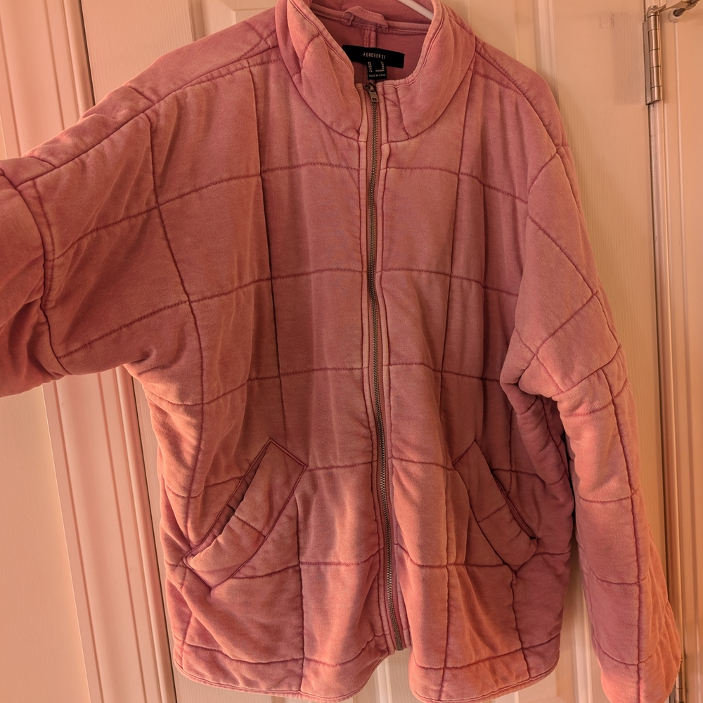 Forever 21 Dusty Pink Zip-Up Quilted Jacket